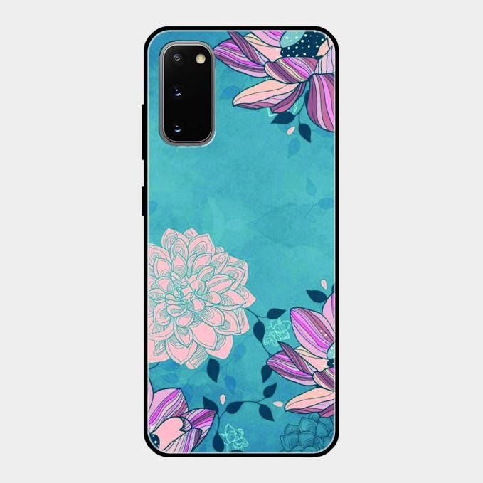 Blue Flower Glass Phone Cover for Samsung Galaxy S20