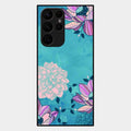 Blue Flower Glass Phone Cover for Samsung Galaxy S22 Ultra 5G
