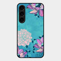 Blue Flower Glass Phone Cover for Samsung Galaxy S23 5G