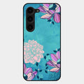 Blue Flower Glass Phone Cover for Samsung Galaxy S23 Plus 5G