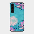 Blue Flower Glass Phone Cover for Samsung Galaxy S24 5G