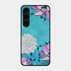 Blue Flower Glass Phone Cover for Samsung Galaxy S24 Fe 5G
