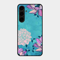 Blue Flower Glass Phone Cover for Samsung Galaxy S24 Plus 5G