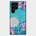 Blue Flower Glass Phone Cover for Samsung Galaxy S24 Ultra 5G