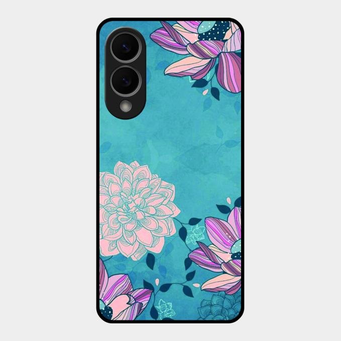 Blue Flower Glass Phone Cover for Samsung Galaxy S25 Edge 5G