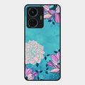 Blue Flower Glass Phone Cover for Vivo T1 44W 4G