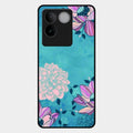 Blue Flower Glass Phone Cover for Vivo T2 Pro 5G
