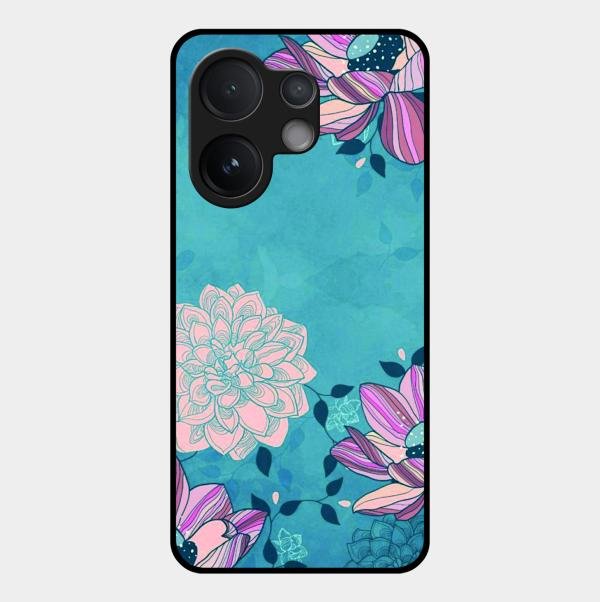 Blue Flower Glass Phone Cover for Vivo T4 Pro 5G