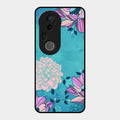 Blue Flower Glass Phone Cover for Vivo T4 Ultra 5G