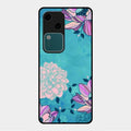 Blue Flower Glass Phone Cover for Vivo V30 5G