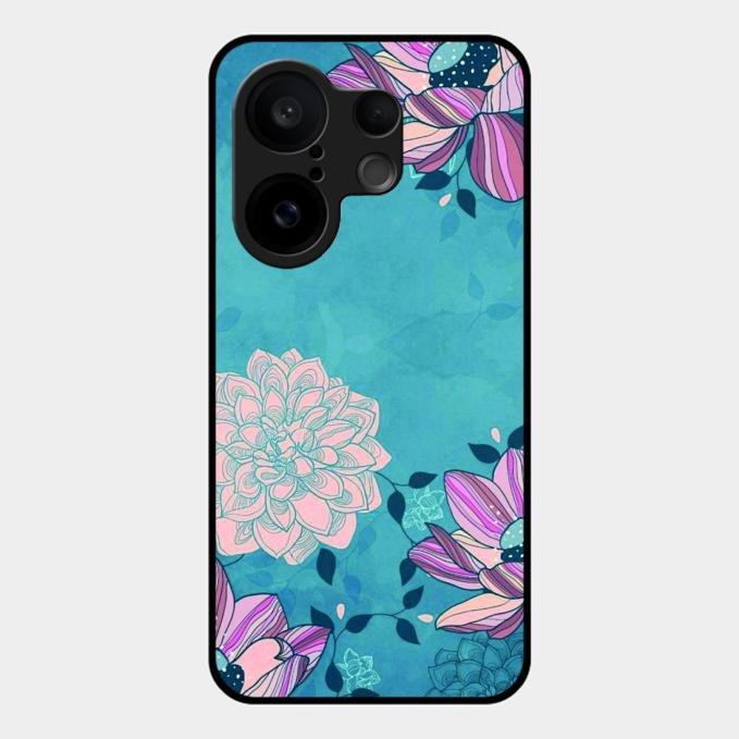 Blue Flower Glass Phone Cover for Vivo X200 Fe 5G