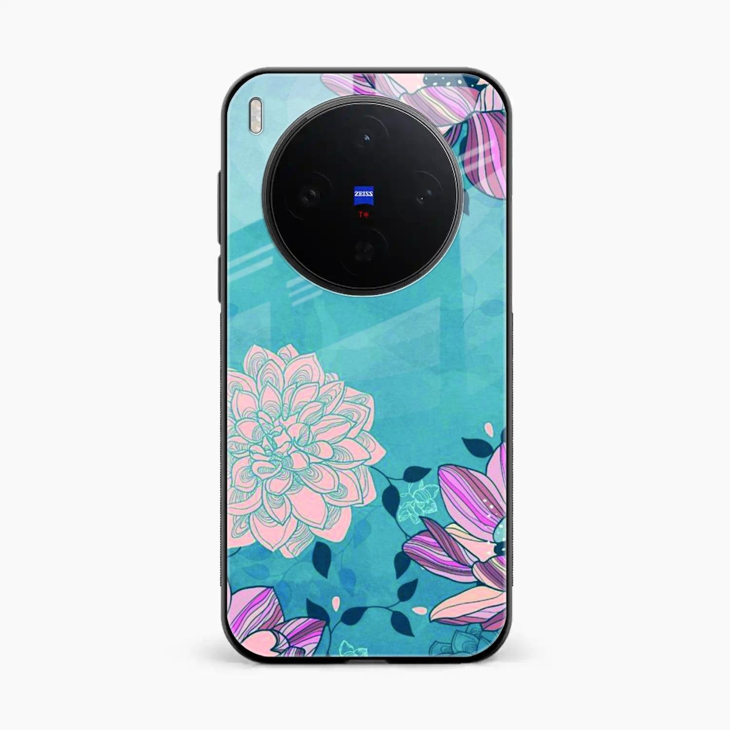 Blue Flower Glass Phone Cover for Vivo X300 5G