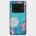 Blue Flower Glass Phone Cover for Vivo X80 5G