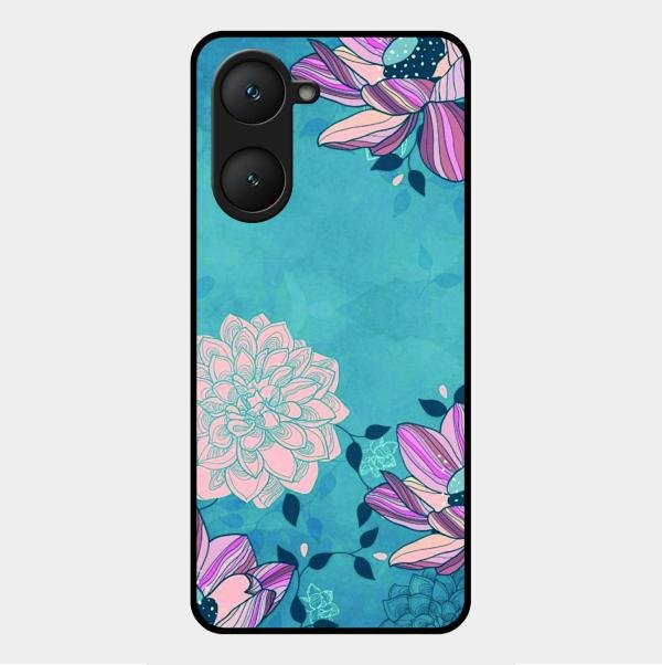 Blue Flower Glass Phone Cover for Vivo Y18E