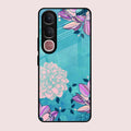 Blue Flower Glass Phone Cover for Vivo Y31 5G