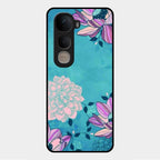 Blue Flower Glass Phone Cover for Vivo Y400 5G