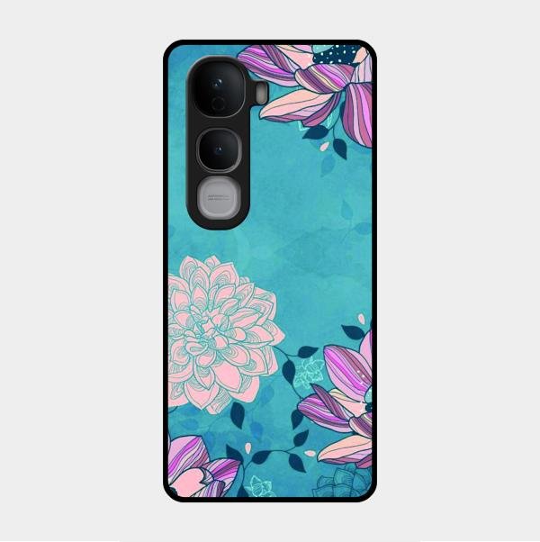 Blue Flower Glass Phone Cover for Vivo Y400 Pro 5G