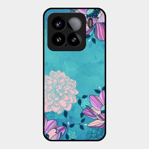 Blue Flower Glass Phone Cover for Xiaomi 15 5G