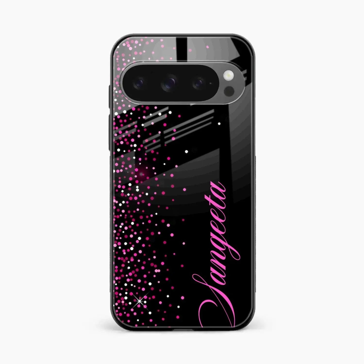 Pink Glitter Customize Glass Case Cover For Google