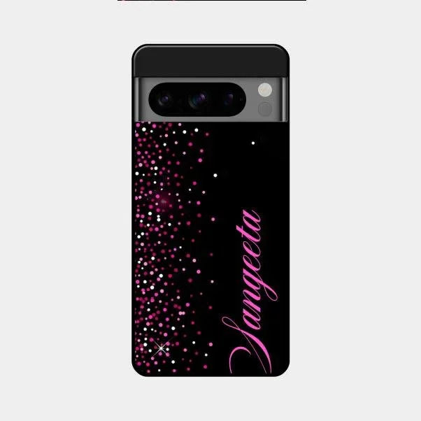 Pink Glitter Customize Glass Case Cover For Google