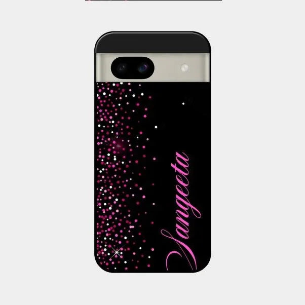 Pink Glitter Customize Glass Case Cover For Google