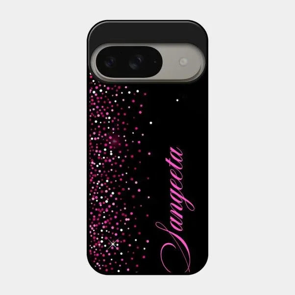 Pink Glitter Customize Glass Case Cover For Google