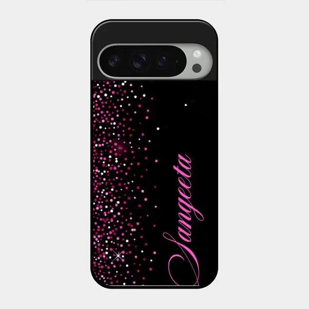 Pink Glitter Customize Glass Case Cover For Google