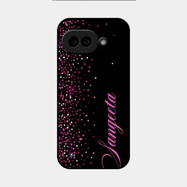 Pink Glitter Customize Glass Case Cover For Google