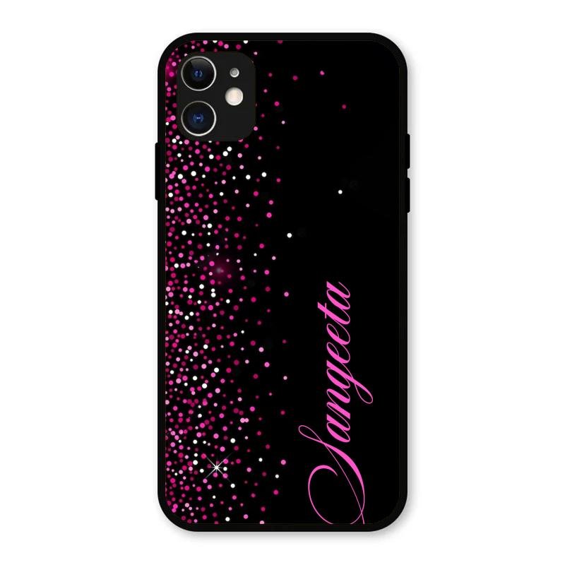 Pink Glitter Customize Glass Case Cover For iPhone