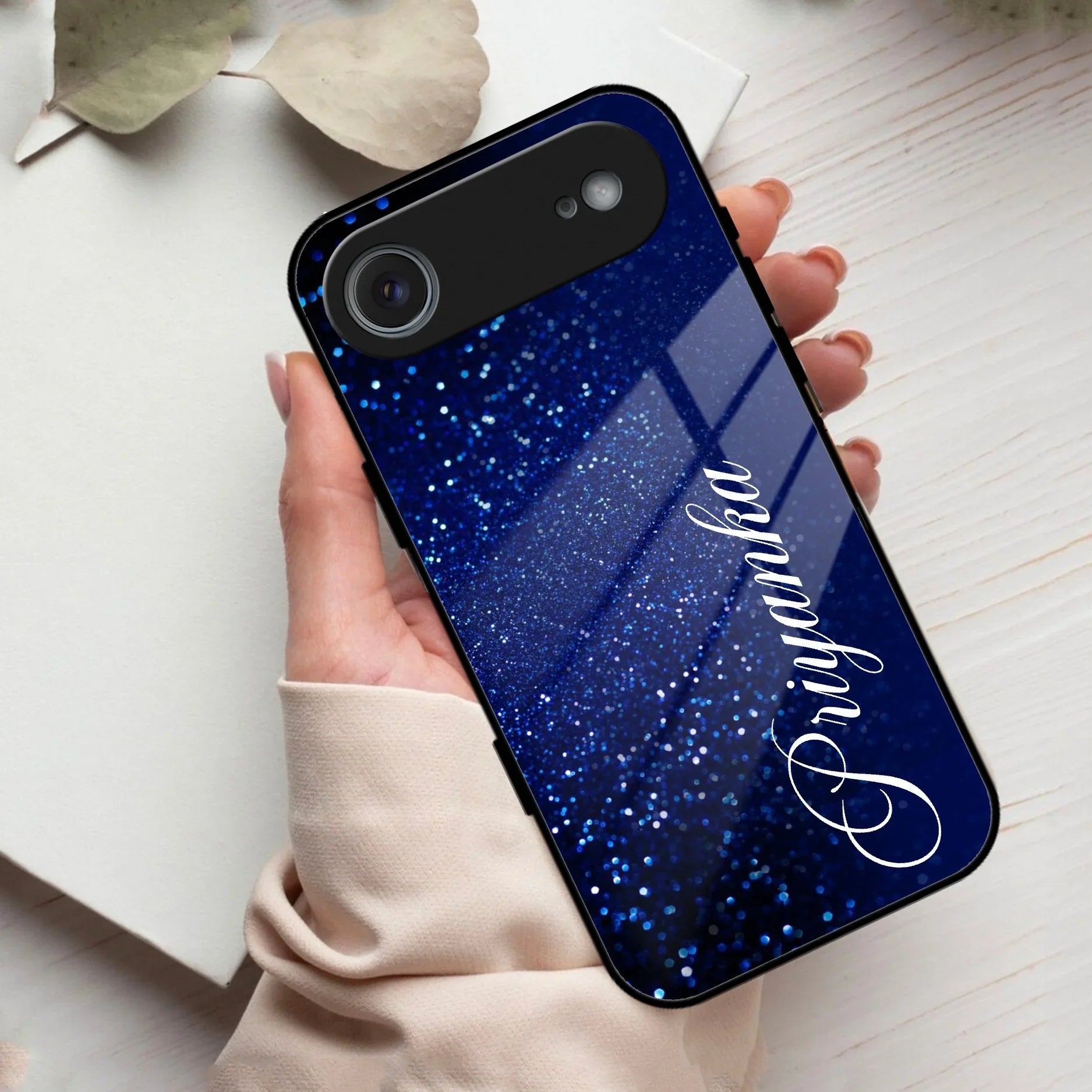 Blue Glitter Customize Glass Case Cover For iPhone - ShopOnCliQ