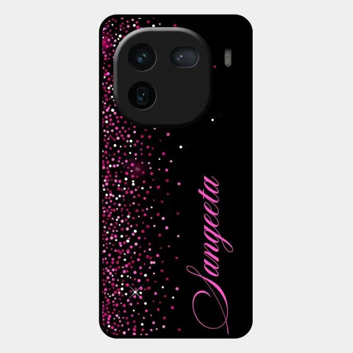 Pink Glitter Customize Glass Case Cover For iQOO