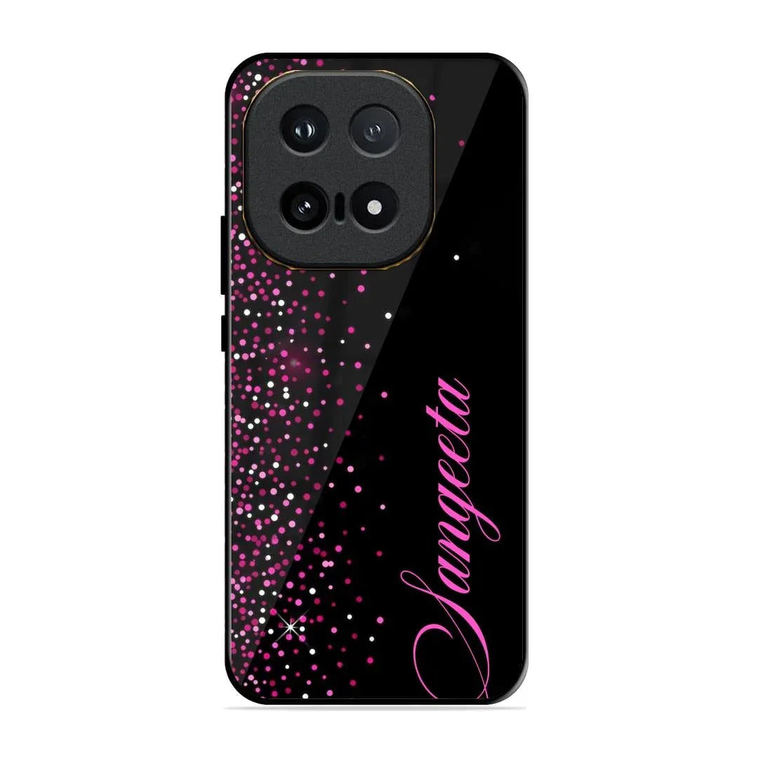 Pink Glitter Customize Glass Case Cover For iQOO