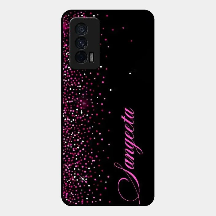Pink Glitter Customize Glass Case Cover For iQOO