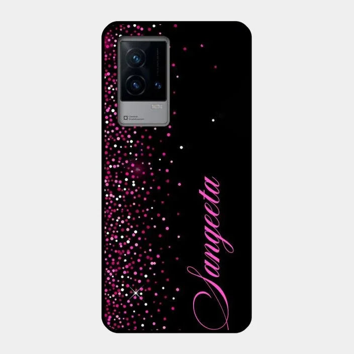 Pink Glitter Customize Glass Case Cover For iQOO