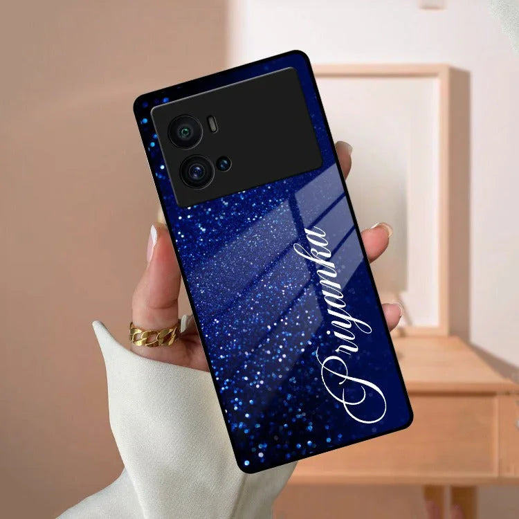 Blue Glitter Customize Glass Case Cover For Vivo - ShopOnCliQ
