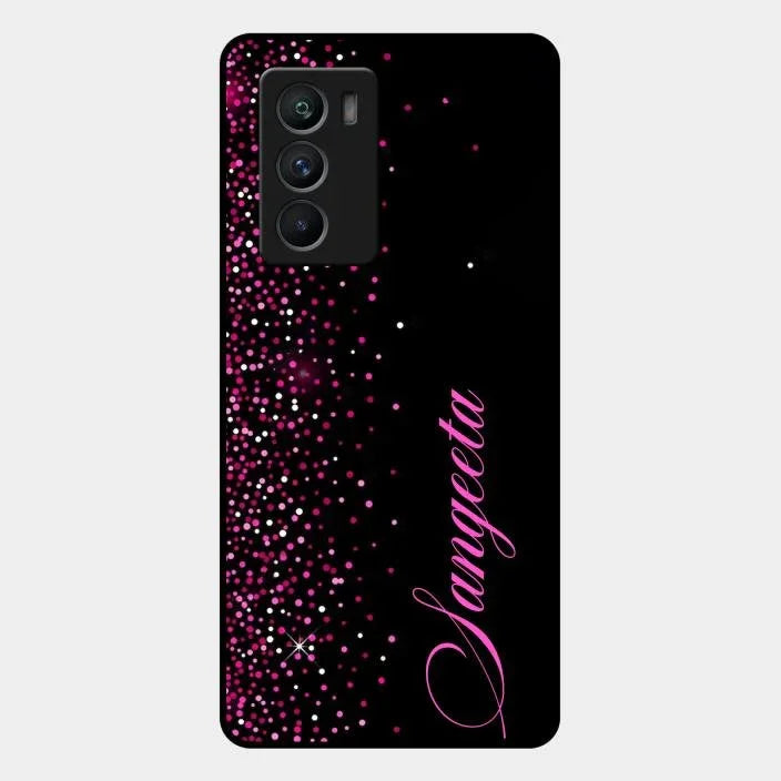 Pink Glitter Customize Glass Case Cover For iQOO