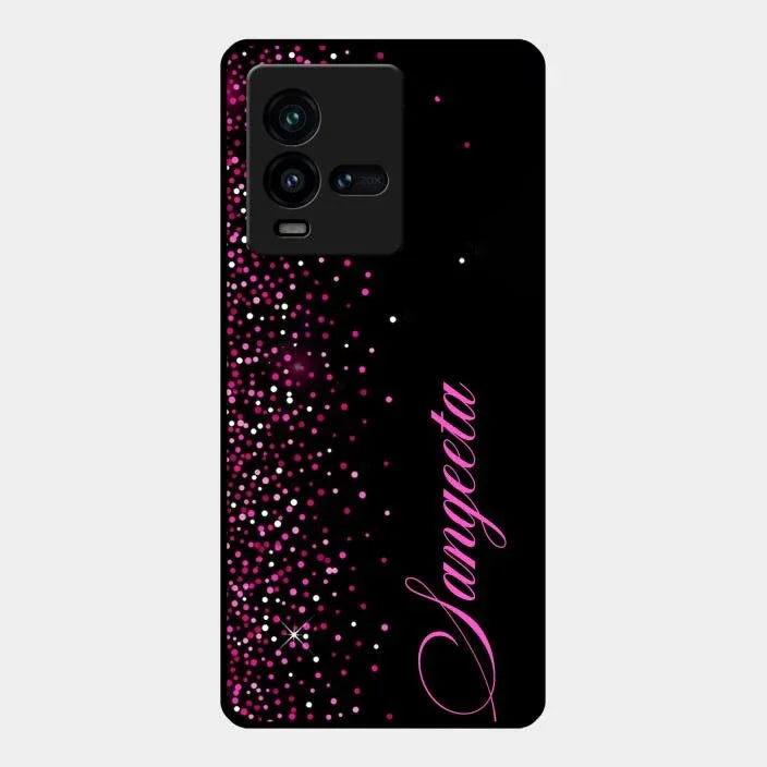Pink Glitter Customize Glass Case Cover For iQOO