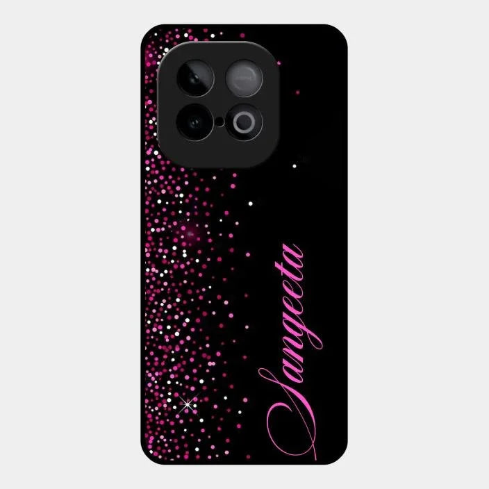 Pink Glitter Customize Glass Case Cover For iQOO