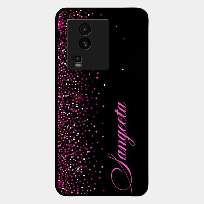 Pink Glitter Customize Glass Case Cover For iQOO