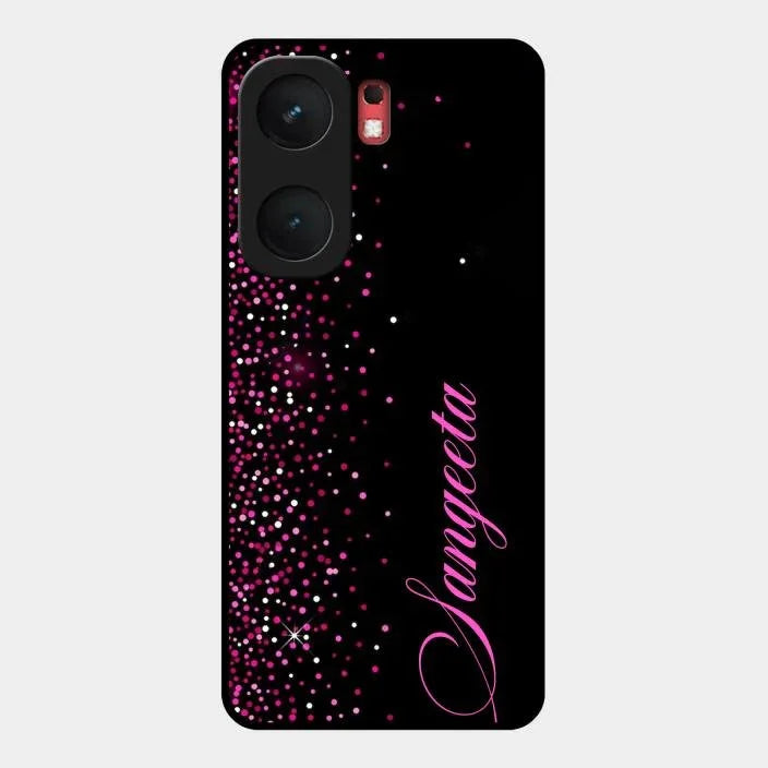 Pink Glitter Customize Glass Case Cover For iQOO
