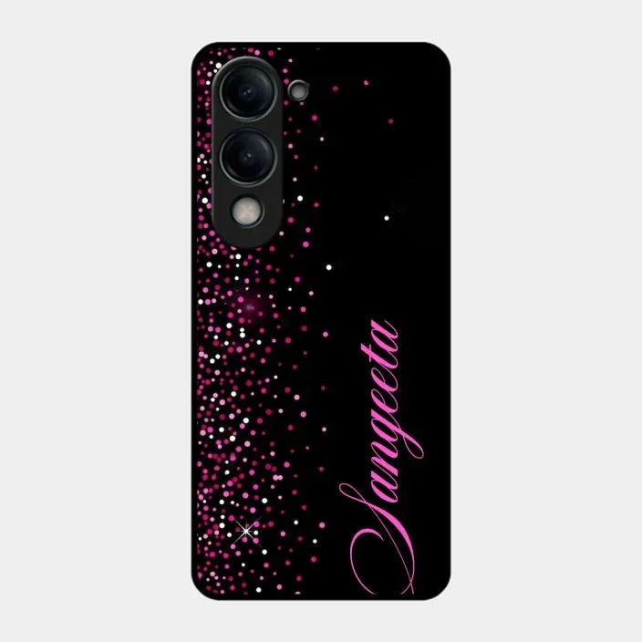 Pink Glitter Customize Glass Case Cover For iQOO