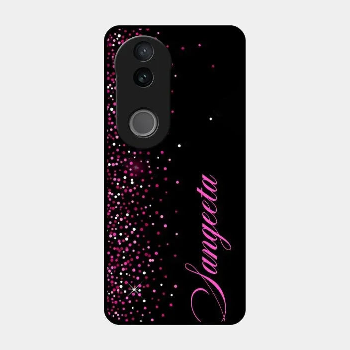 Pink Glitter Customize Glass Case Cover For iQOO