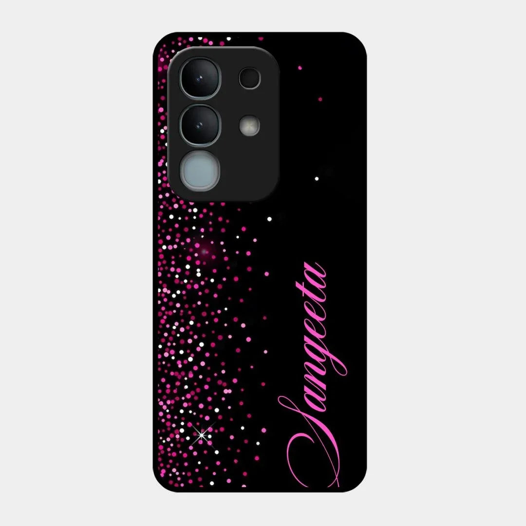 Pink Glitter Customize Glass Case Cover For iQOO