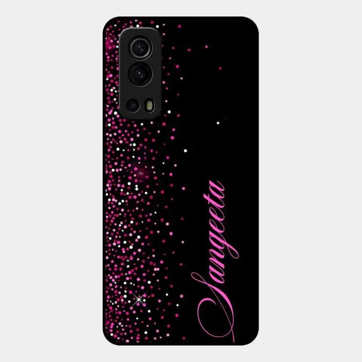 Pink Glitter Customize Glass Case Cover For iQOO