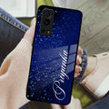 Blue Glitter Customize Glass Case Cover For iQOO - ShopOnCliQ