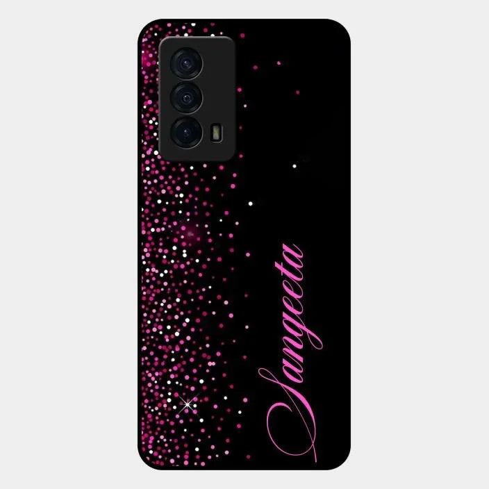 Pink Glitter Customize Glass Case Cover For iQOO