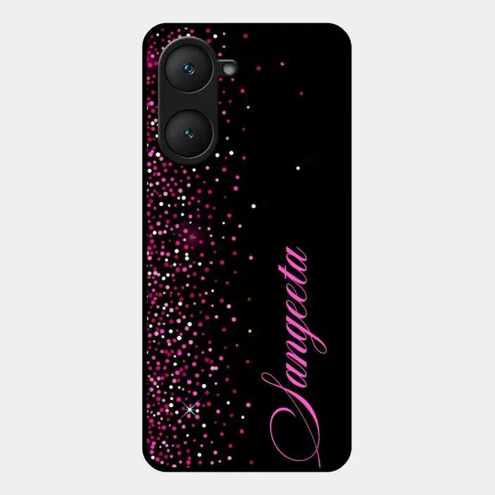 Pink Glitter Customize Glass Case Cover For iQOO