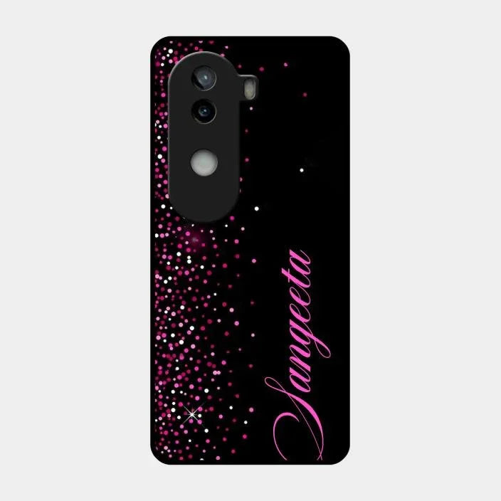 Pink Glitter Customize Glass Case Cover For iQOO