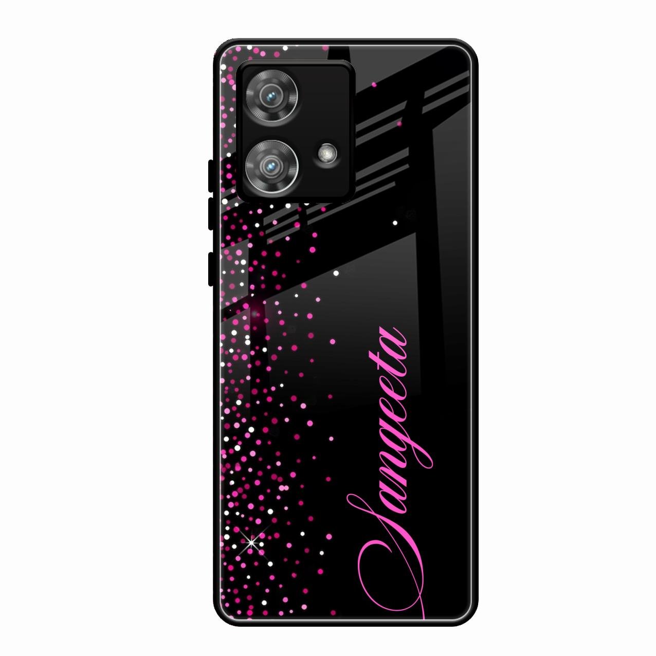 Pink Glitter Customize Glass Case Cover For Motorola