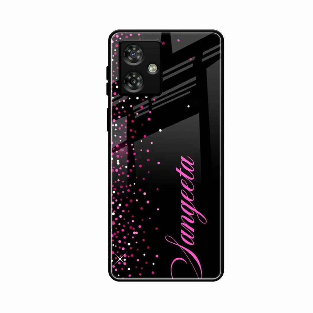 Pink Glitter Customize Glass Case Cover For Motorola